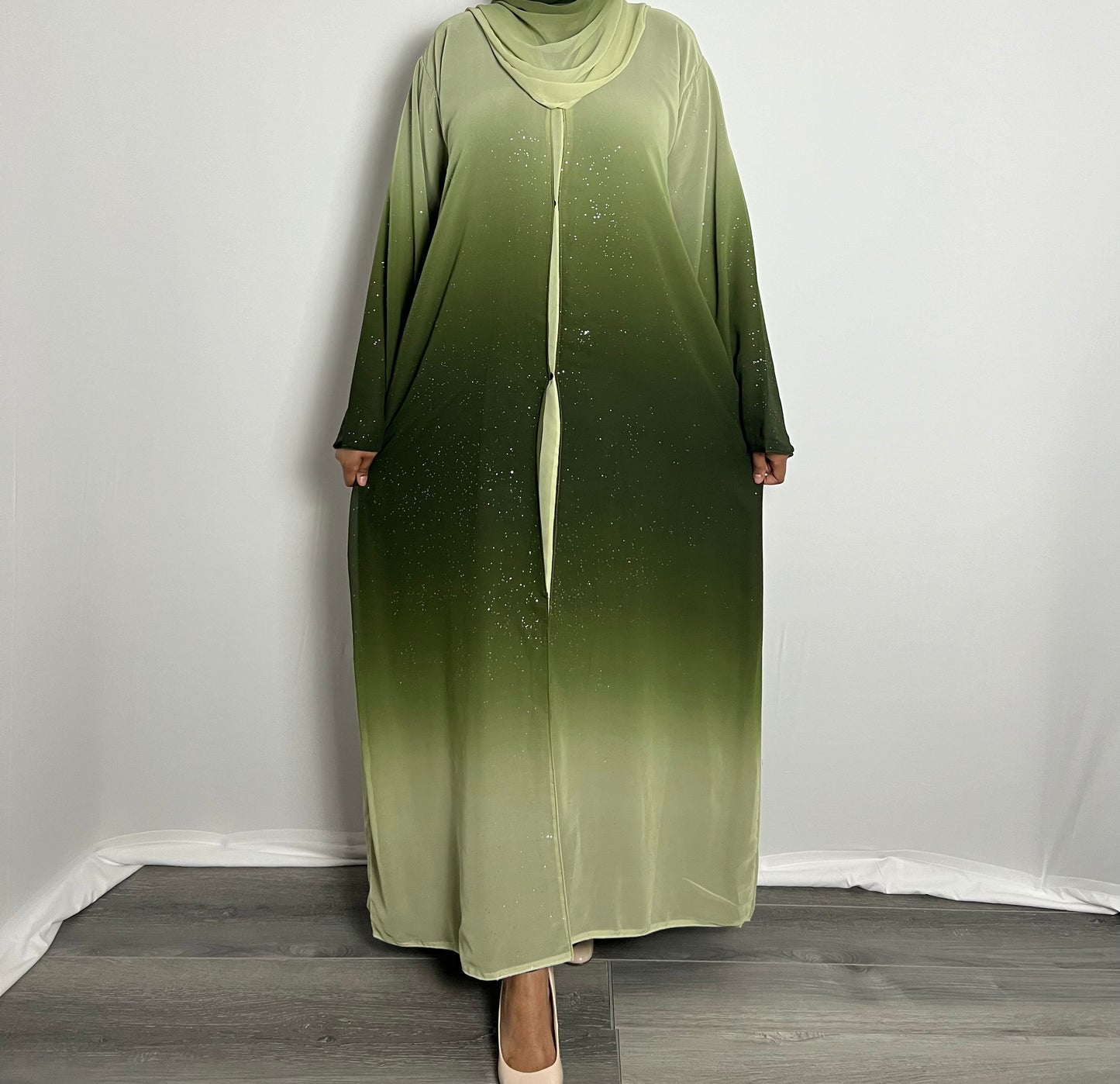 Ombré Glitter Chiffon Abaya