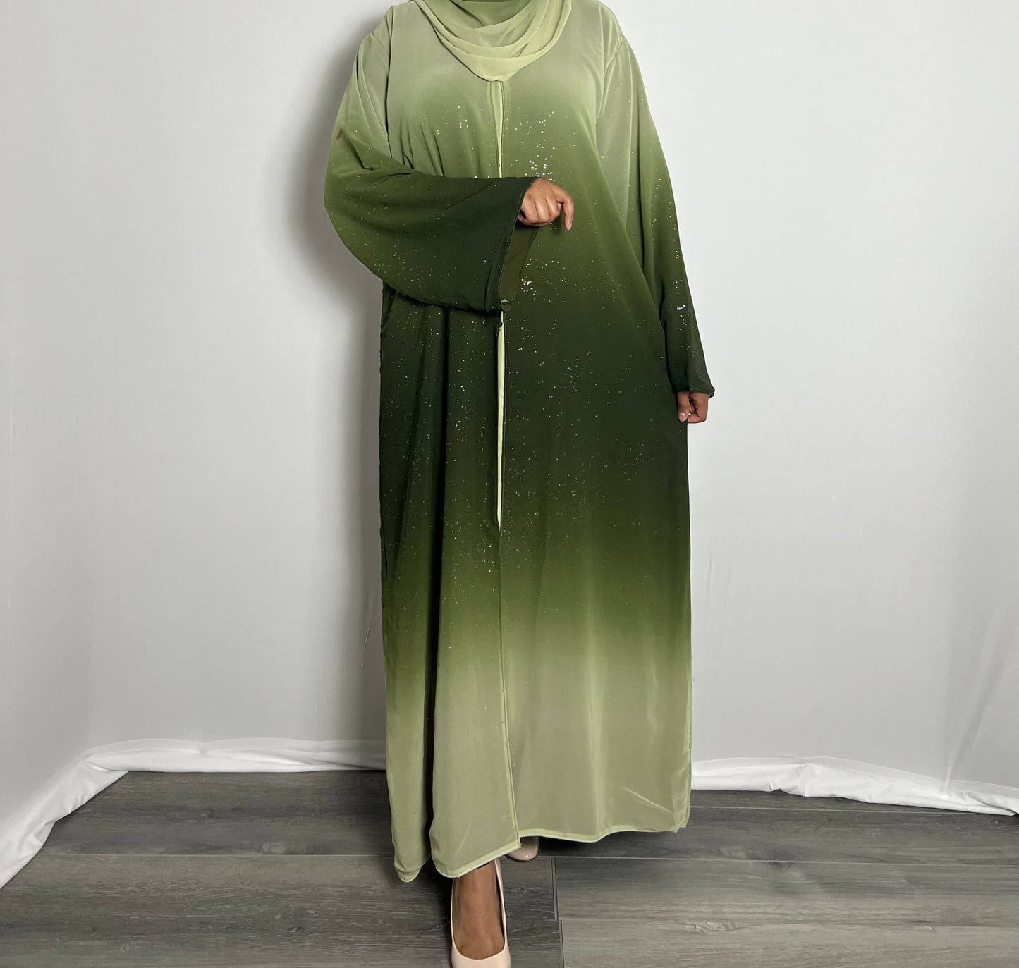 Ombré Glitter Chiffon Abaya