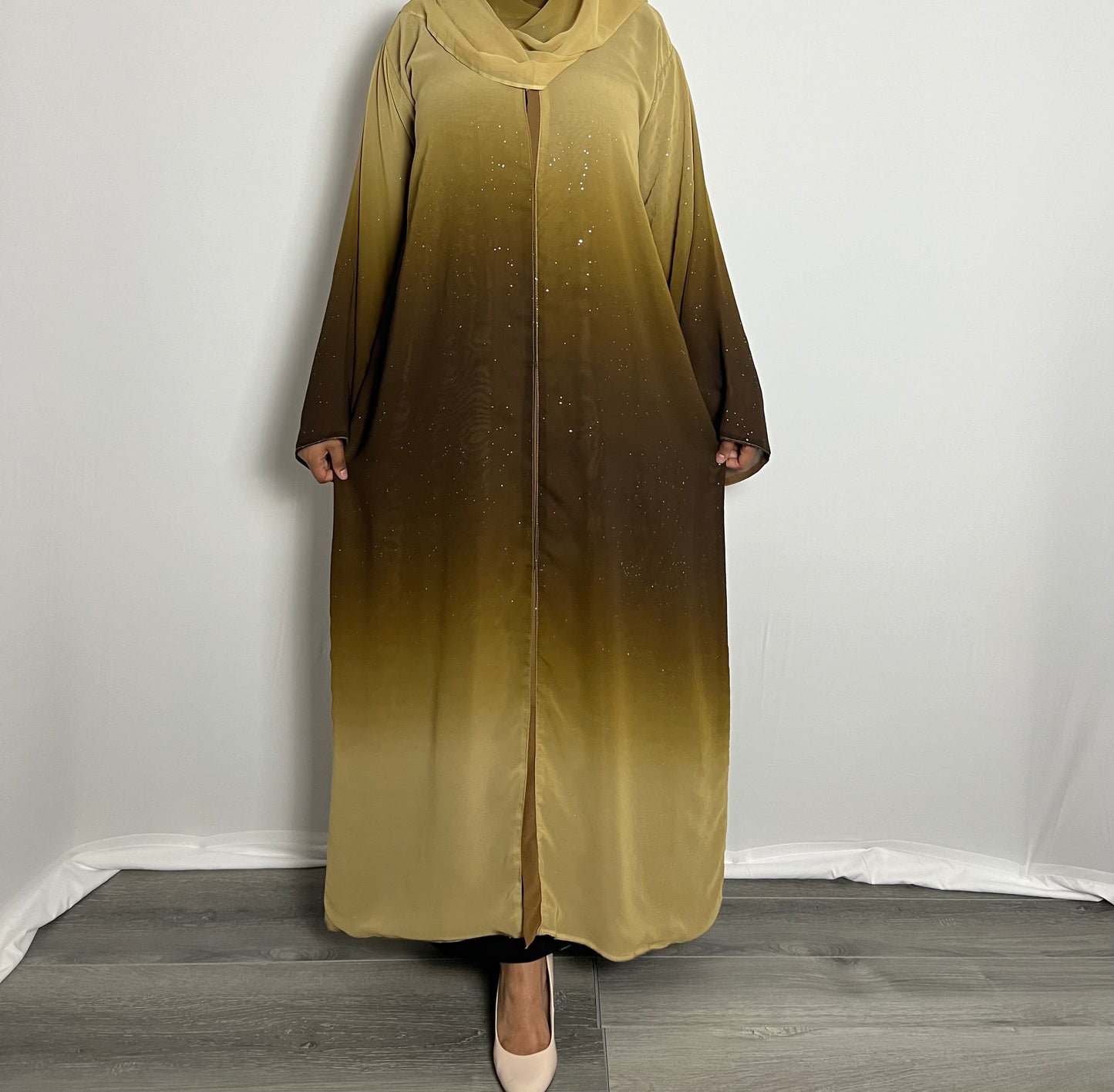Ombré Glitter Chiffon Abaya