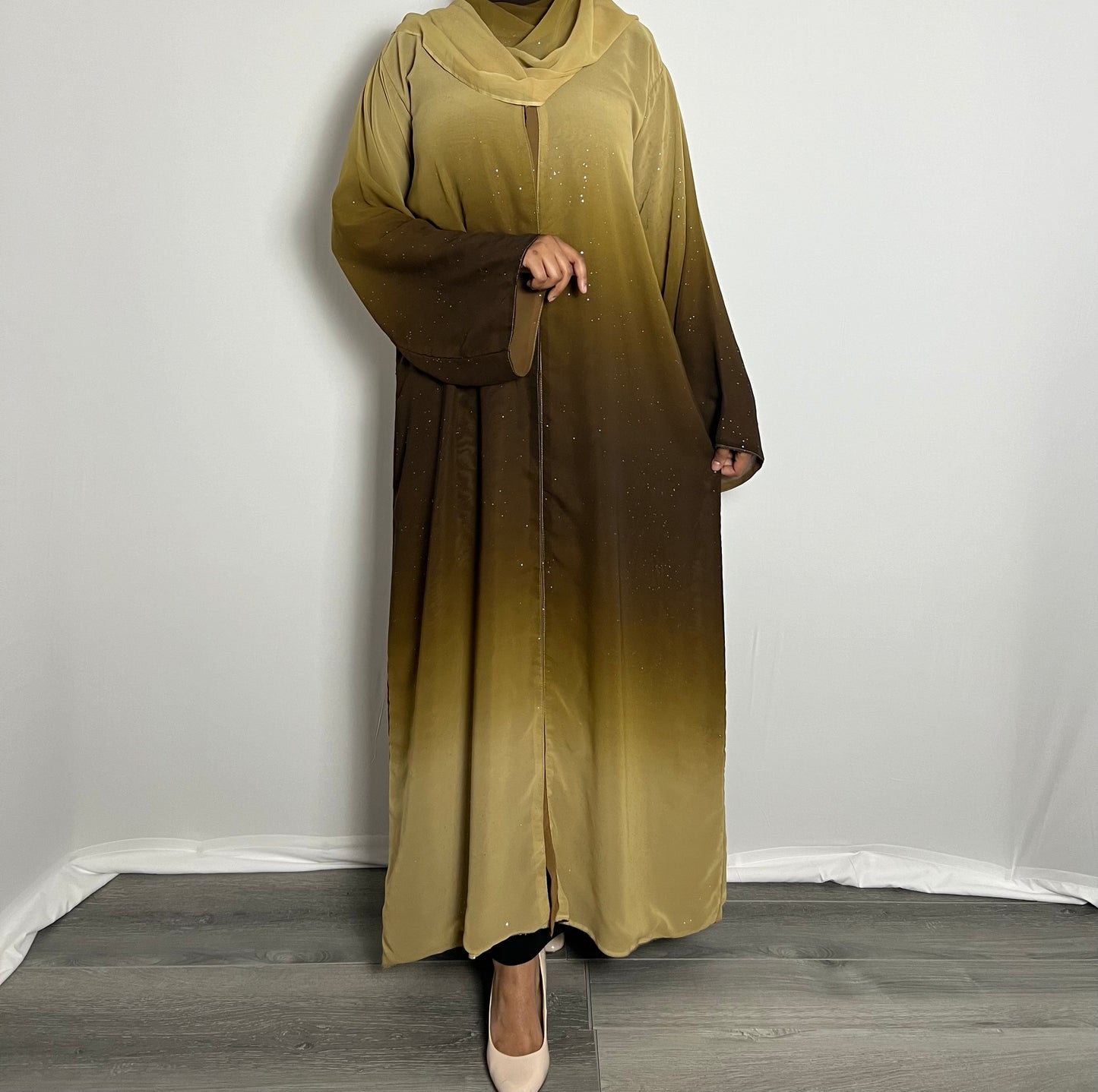 Ombré Glitter Chiffon Abaya