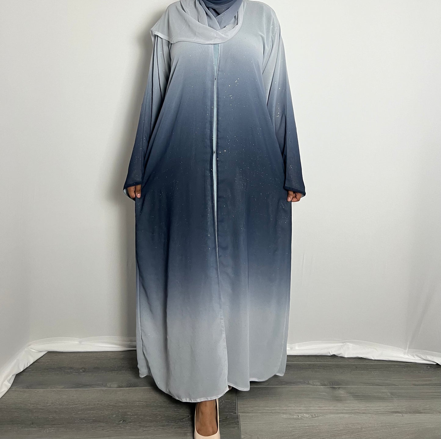 Ombré Glitter Chiffon Abaya
