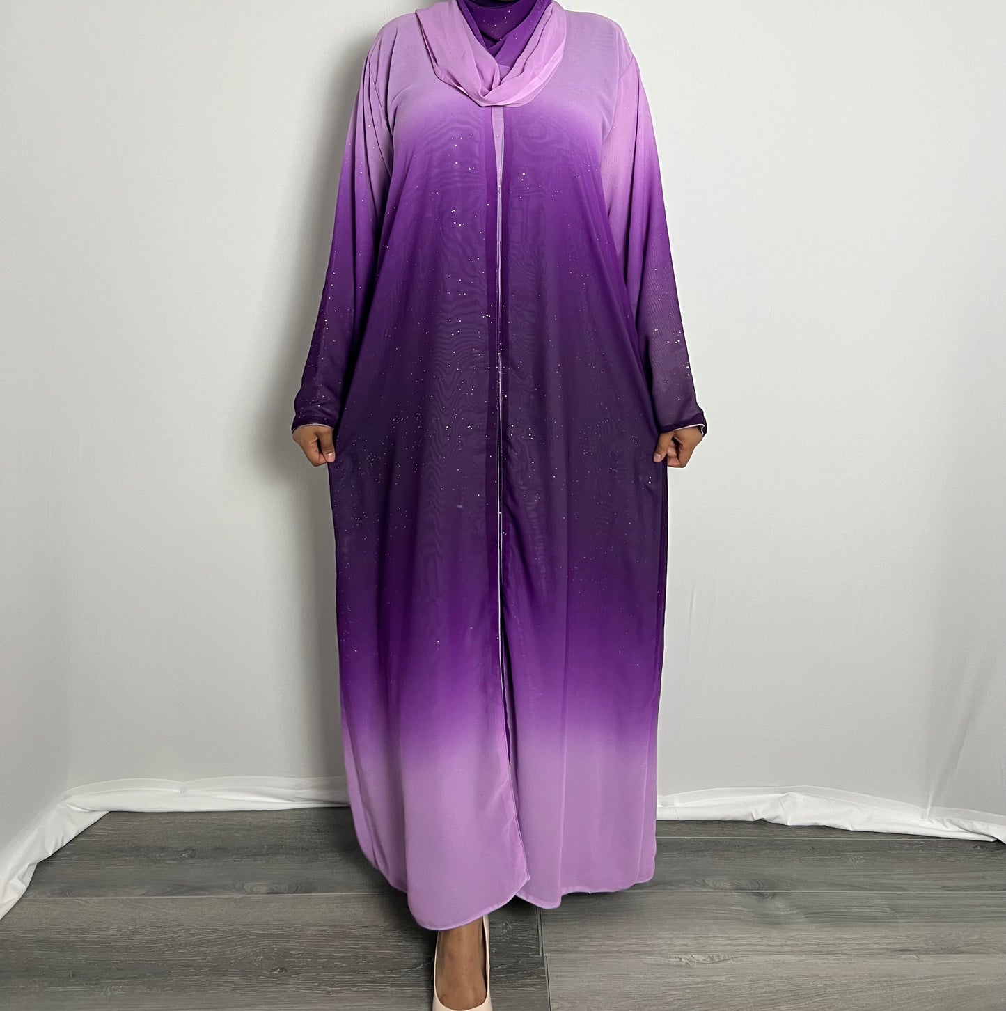 Ombré Glitter Chiffon Abaya