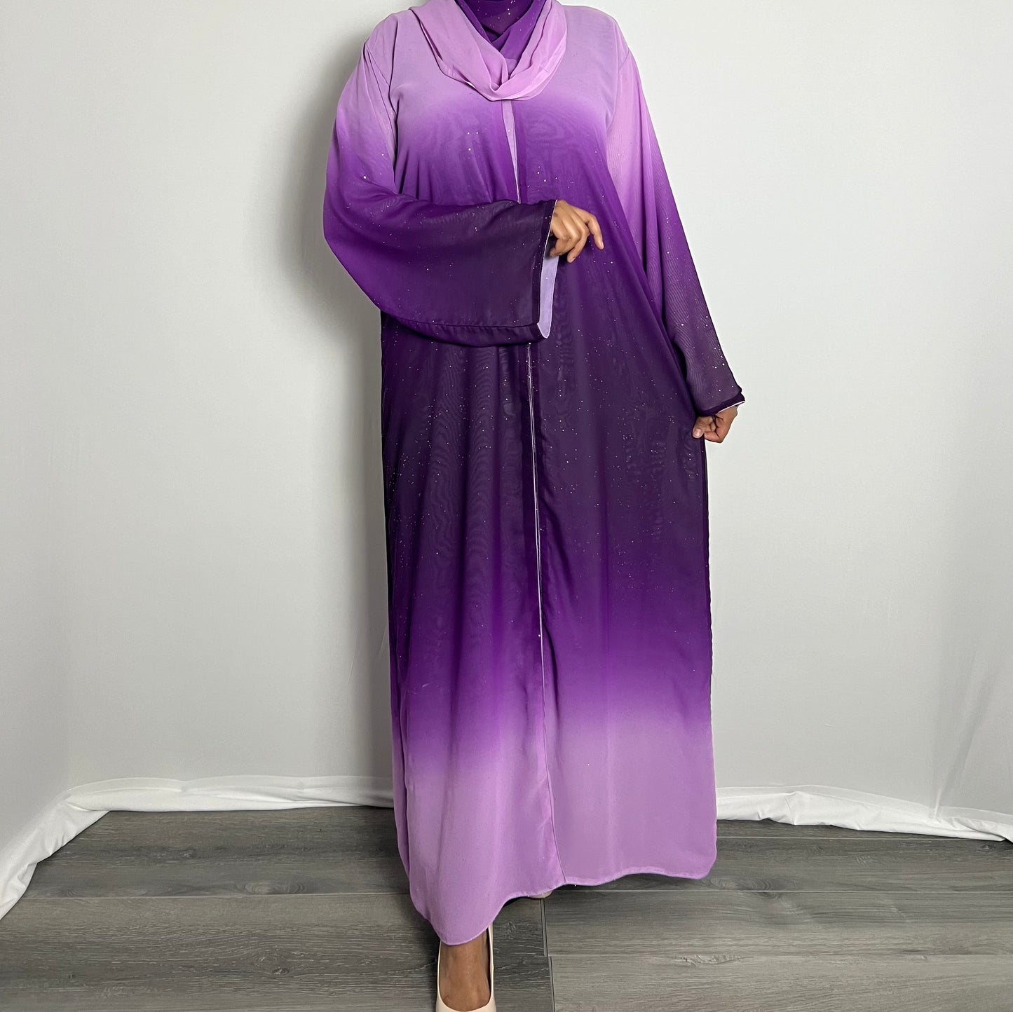 Ombré Glitter Chiffon Abaya