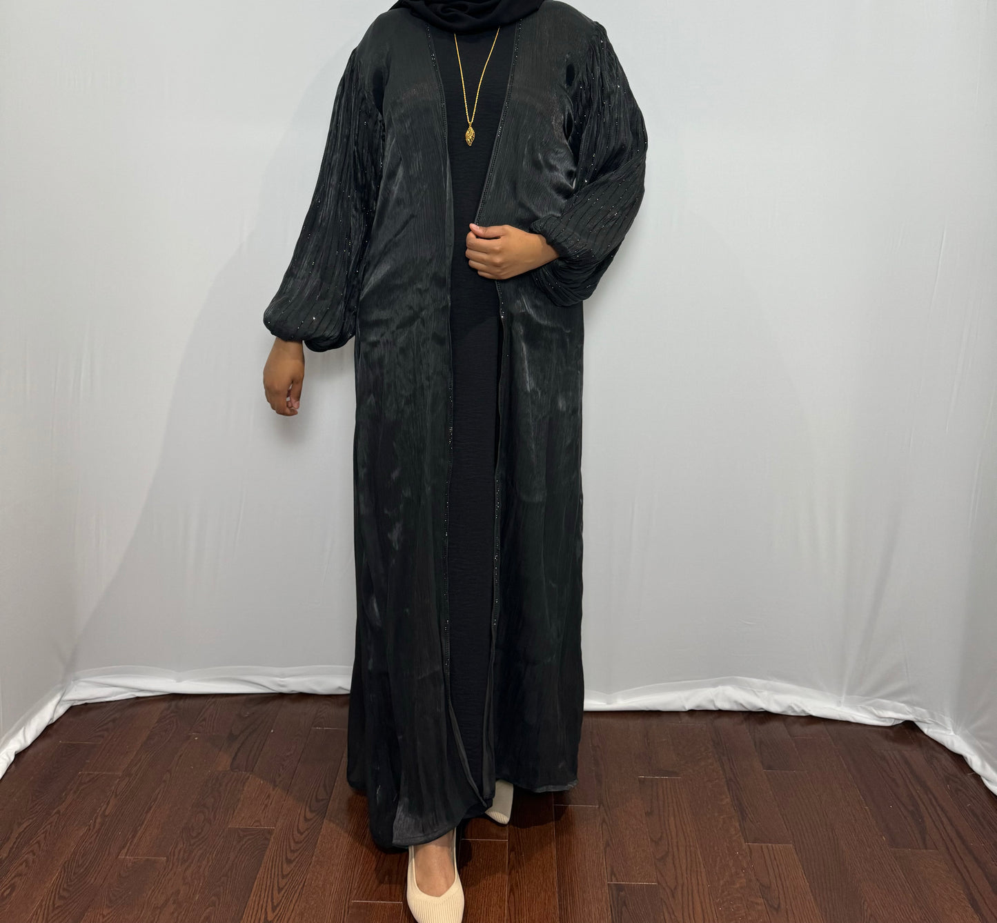 Satin Beaded Sleeve Set