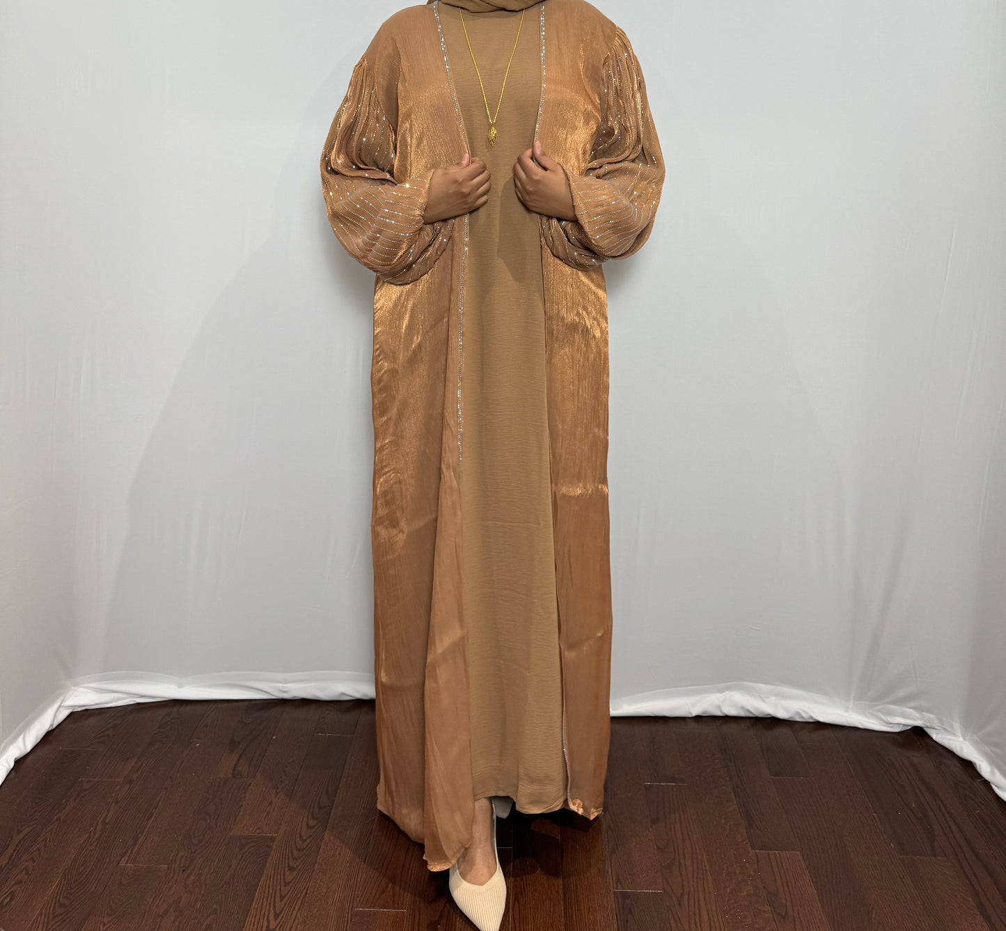 Satin Beaded Sleeve Set