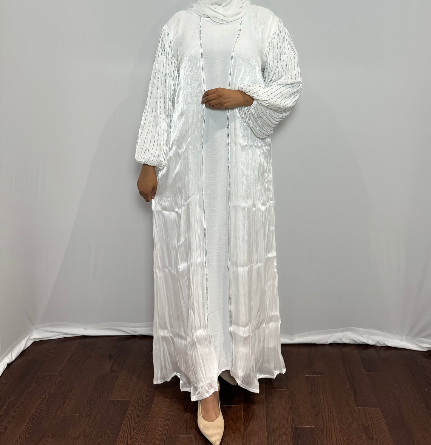 Satin Beaded Sleeve Set
