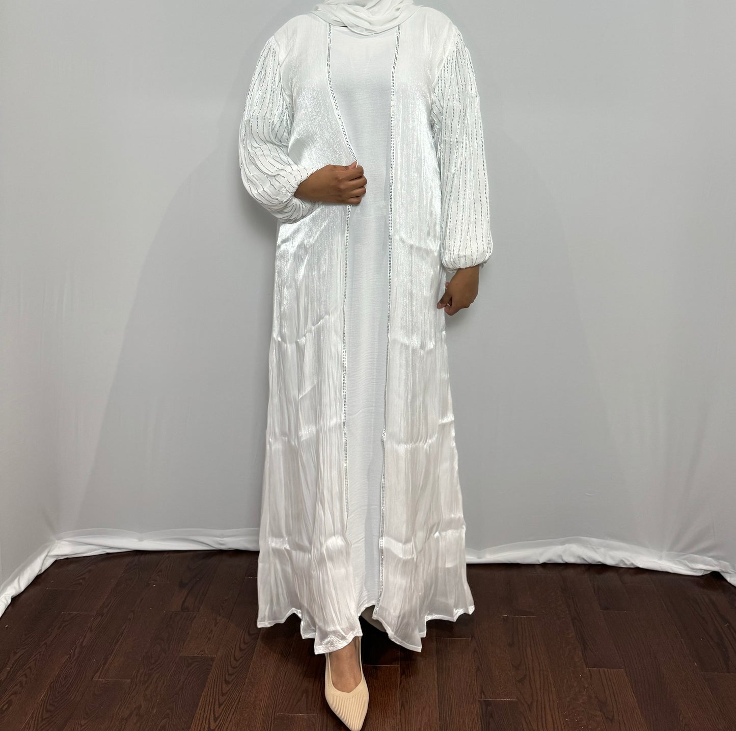 Satin Beaded Sleeve Set