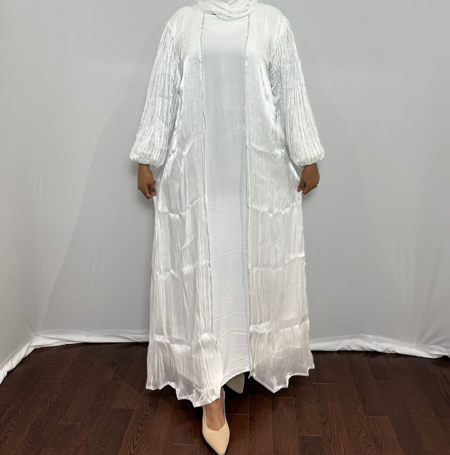 Satin Beaded Sleeve Set