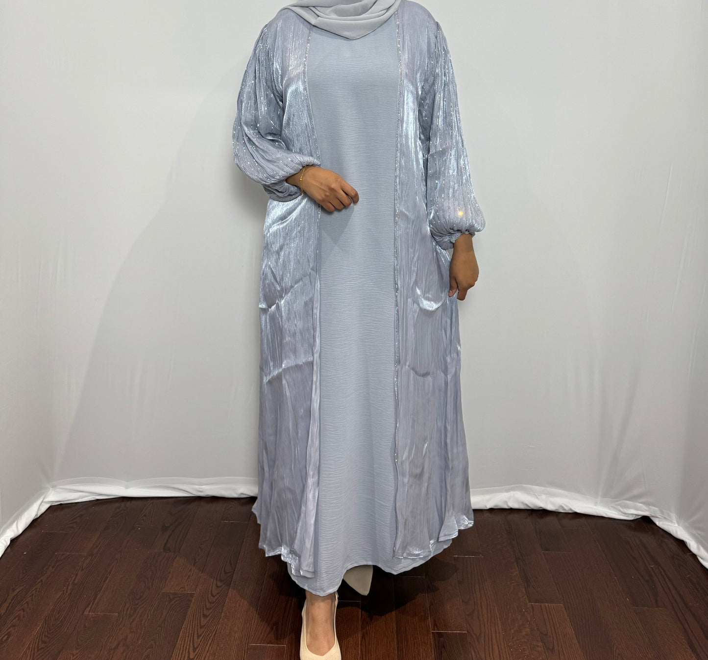 Satin Beaded Sleeve Set