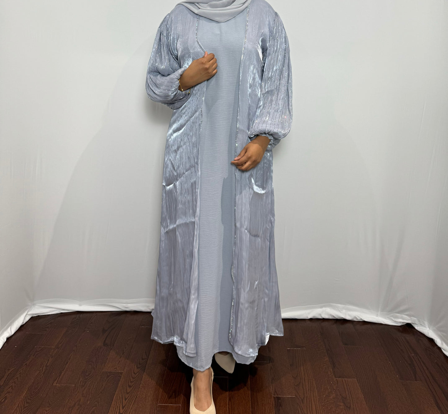 Satin Beaded Sleeve Set