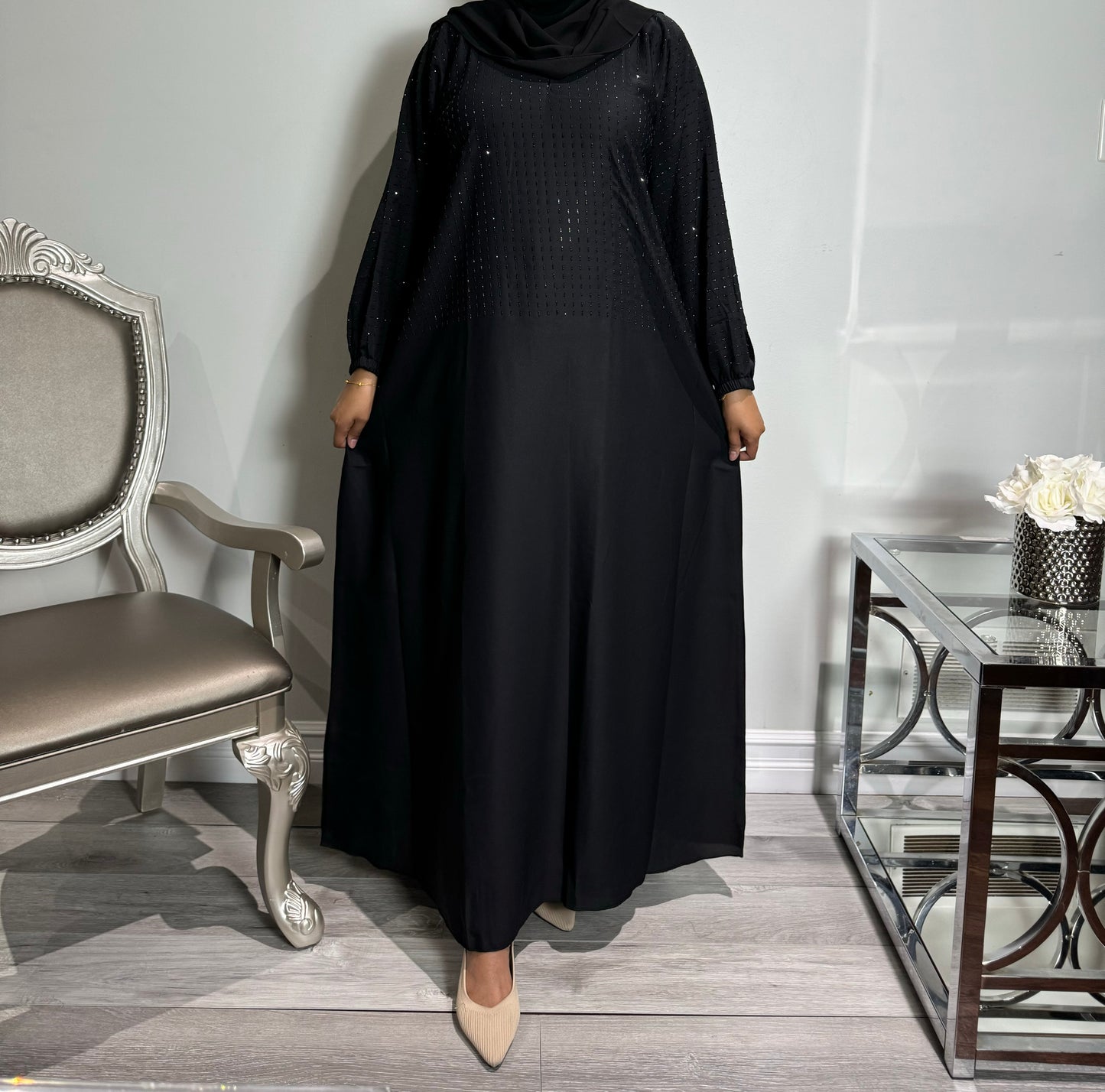 Half Bedazzeld Abaya
