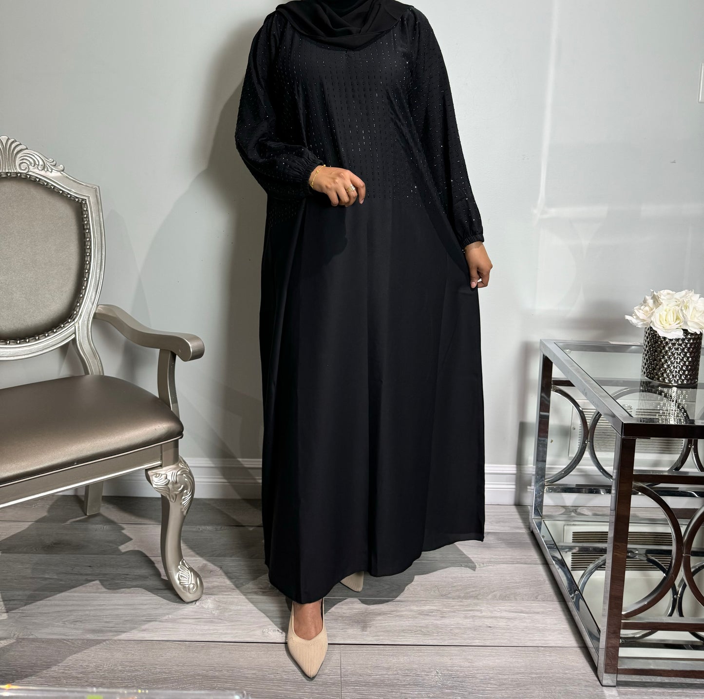Half Bedazzeld Abaya