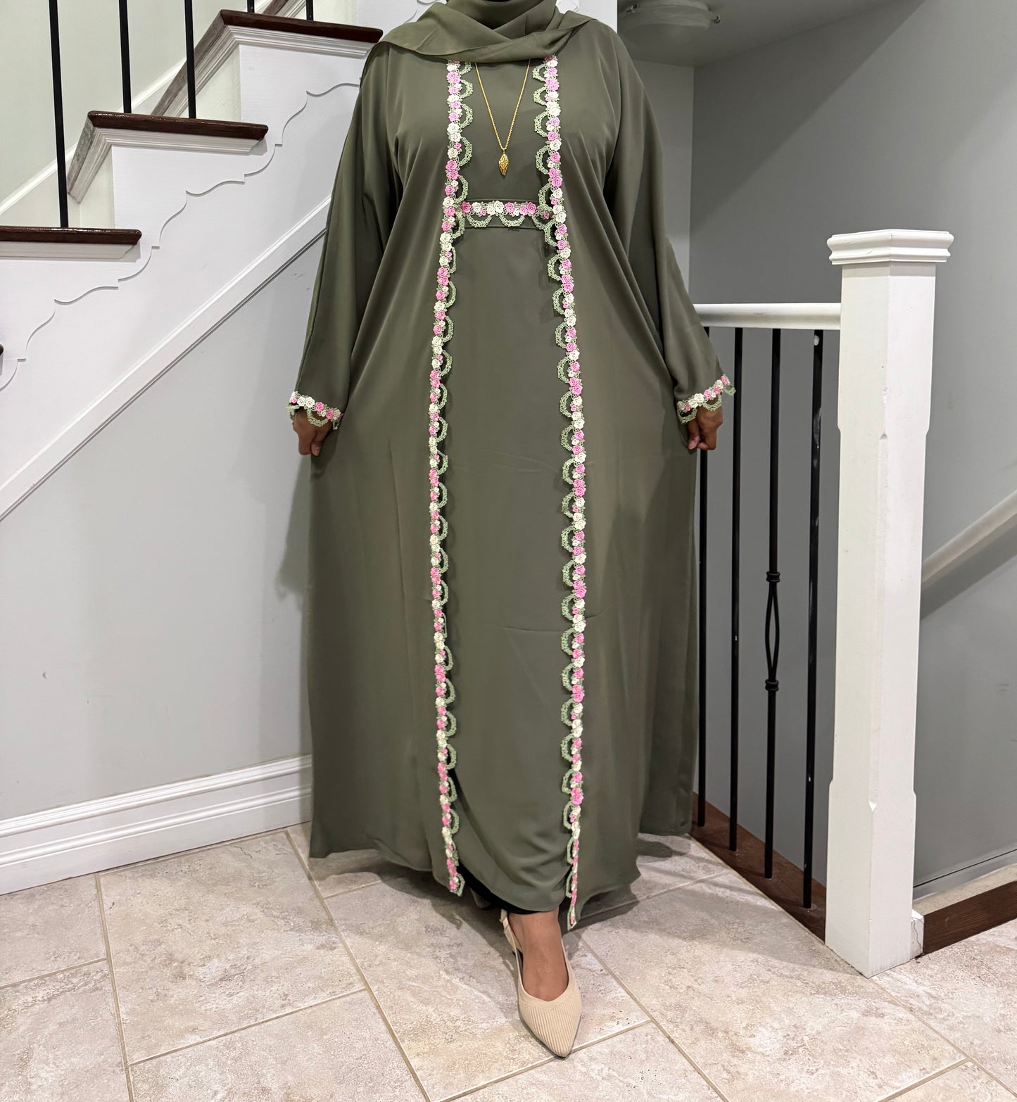 Flower Abaya Set