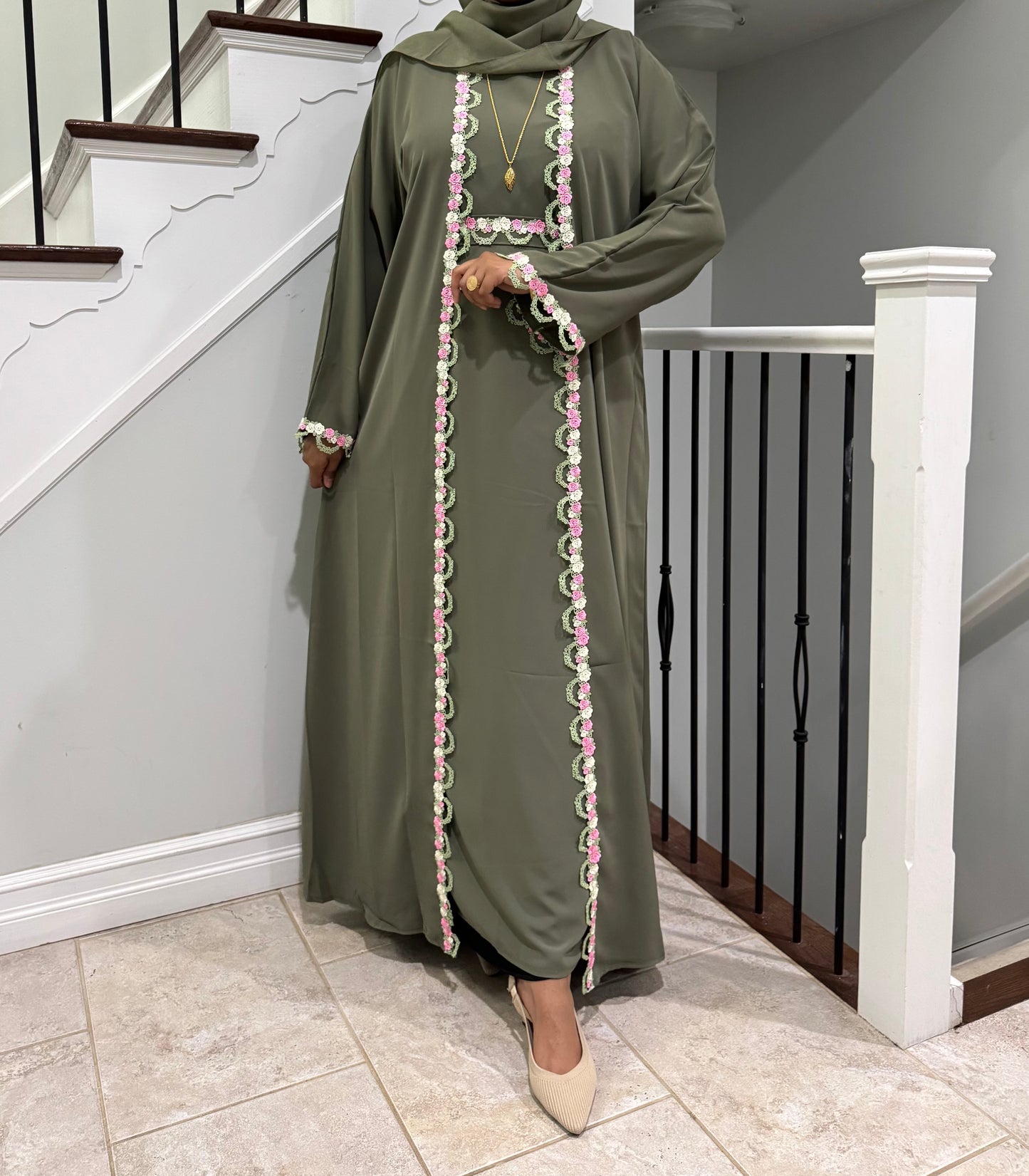 Flower Abaya Set