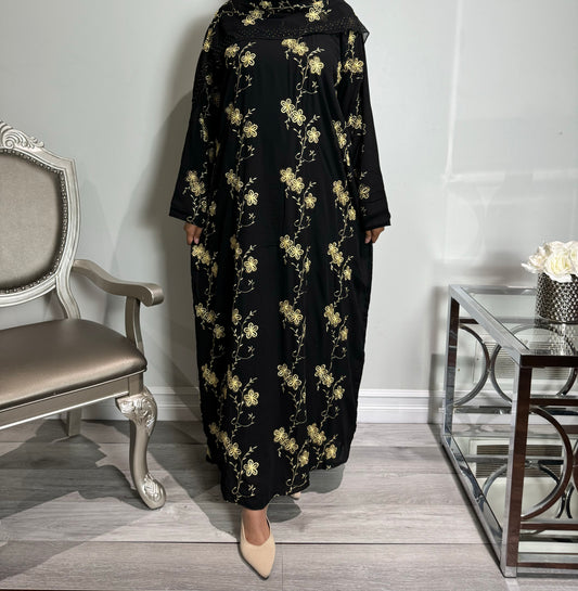 Double Chiffon Embroidered Abaya