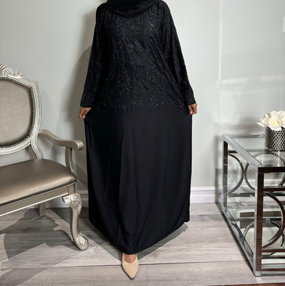 Half Embroidered Abaya