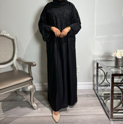 Half Embroidered Abaya