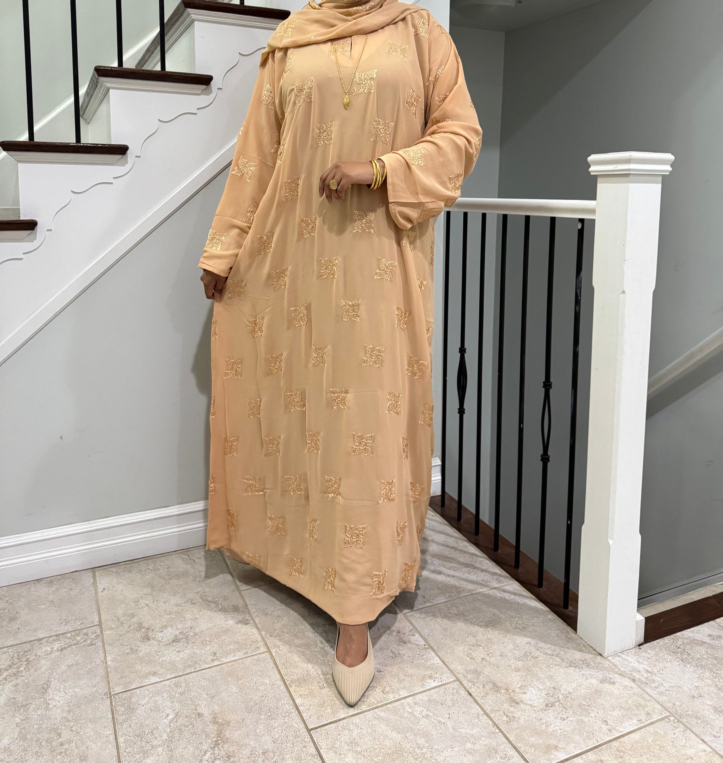 Solid Double Chiffon Abaya