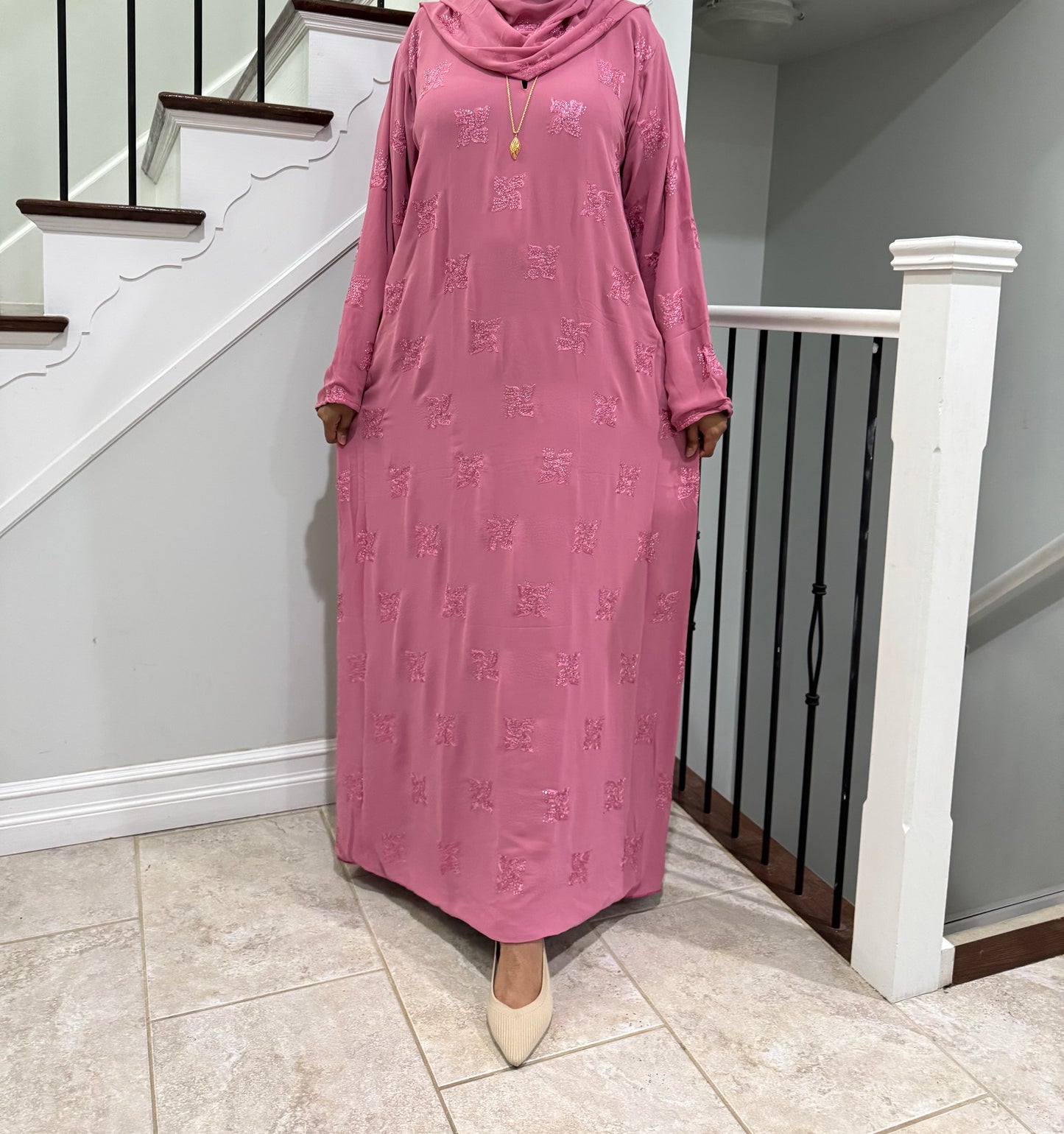 Solid Double Chiffon Abaya
