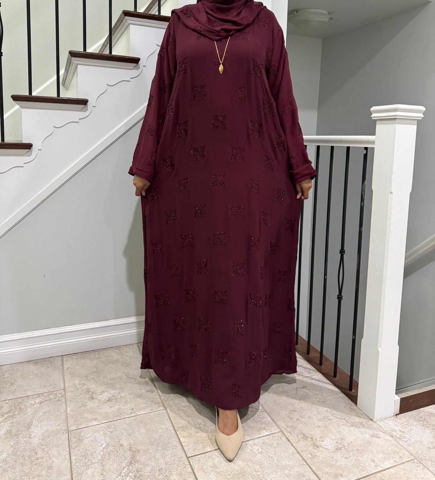 Solid Double Chiffon Abaya