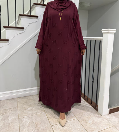 Solid Double Chiffon Abaya