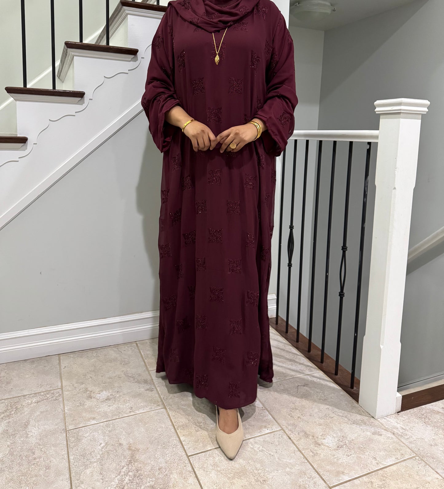 Solid Double Chiffon Abaya