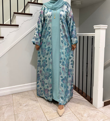Metalic Flower Abaya Set