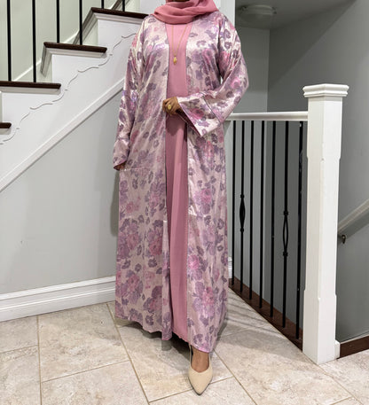 Metalic Flower Abaya Set
