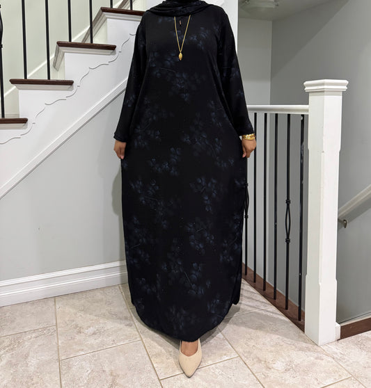 Double Chiffon Floral Abaya