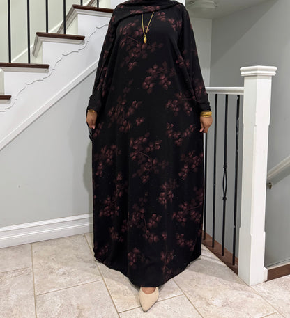 Double Chiffon Floral Abaya