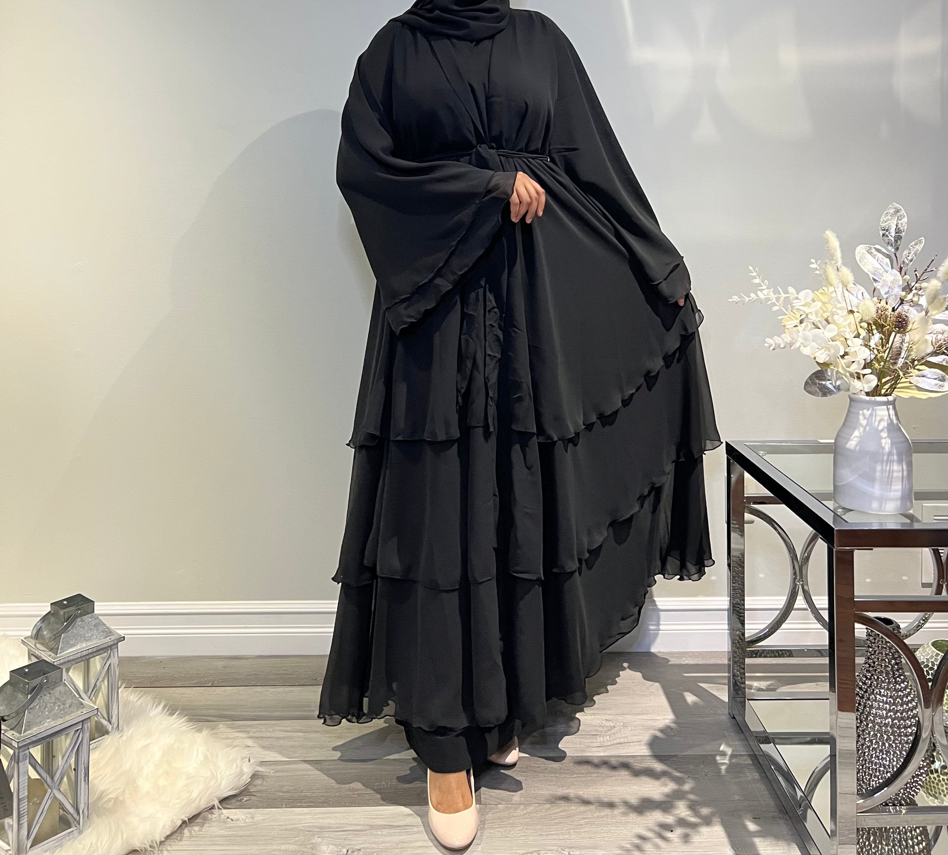 Layered Chiffon Abaya Miss Modest Canada